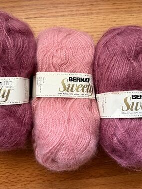 Bernat Sweety Soft Mohair Blend Yarn Trio - Pink & Dusty Rose